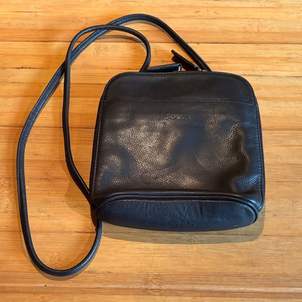 Fossil Black Leather Crossbody Bag